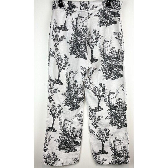 Joie Wide Leg Cropped 100% Linen Toile Black Pants, Size 10 - Picture 4 of 6